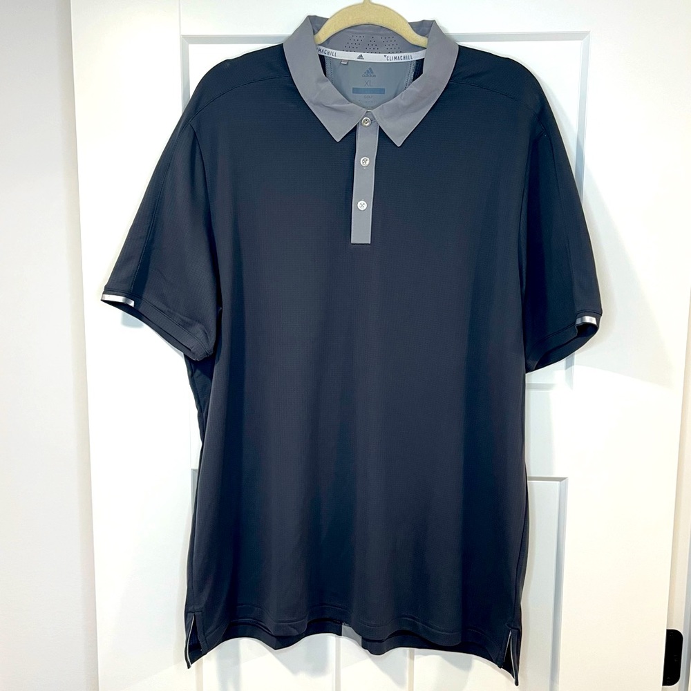 Adidas Men’s XL Gray Climachill Golf Polo Short Sleeve Breathable Shirt
